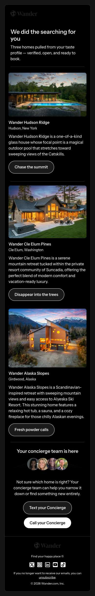 🏘️ Three stays picked just for you, Sarah