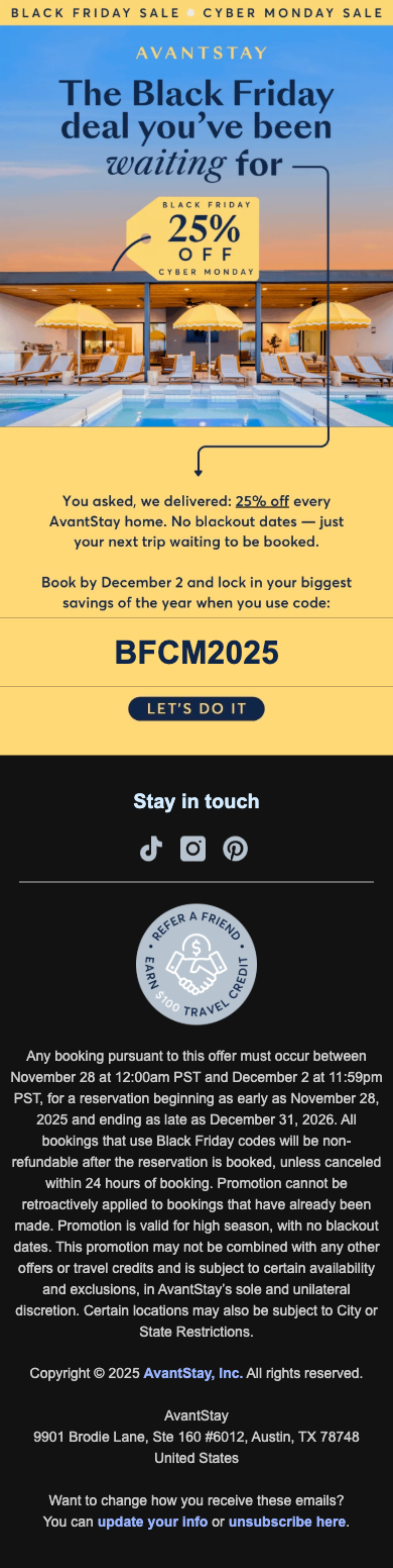 25% off vacation homes