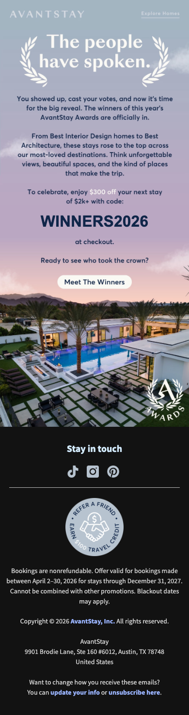 Meet the AvantStay Awards winners 👑