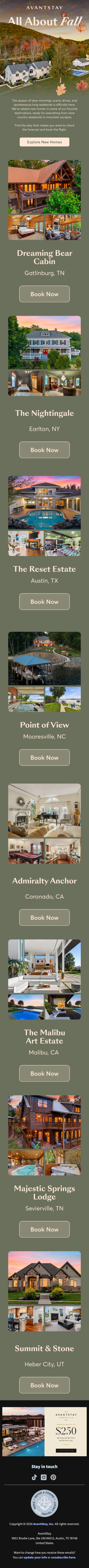 New homes for your next fall getaway